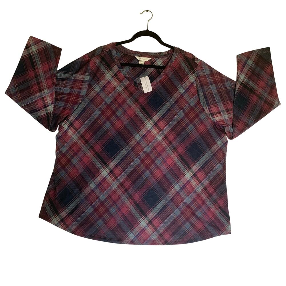 CJ Banks NWT Purple Plaid Tunic Blouse-Size 3X-24/26 - Picture 2 of 6